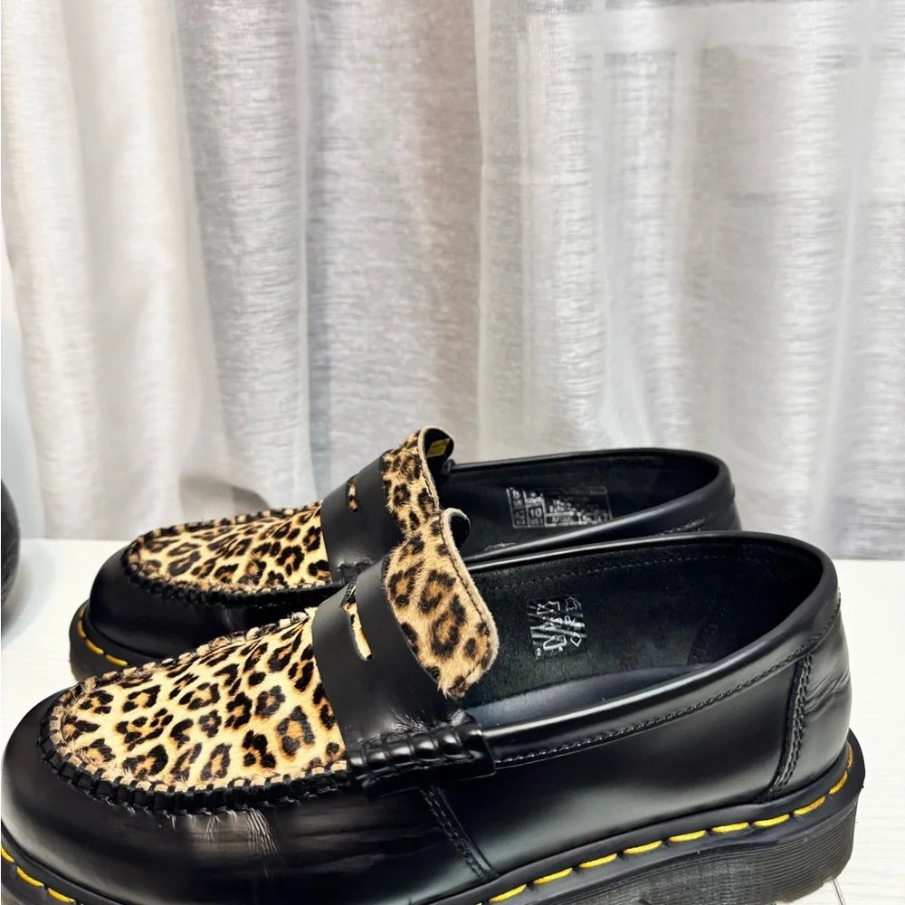 Dr. Martens Black and Leopard Print Loafers - Picture 4 of 12